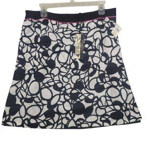 Robert Kitchen Black Ivory Abstract A-Line Skirt Size 12